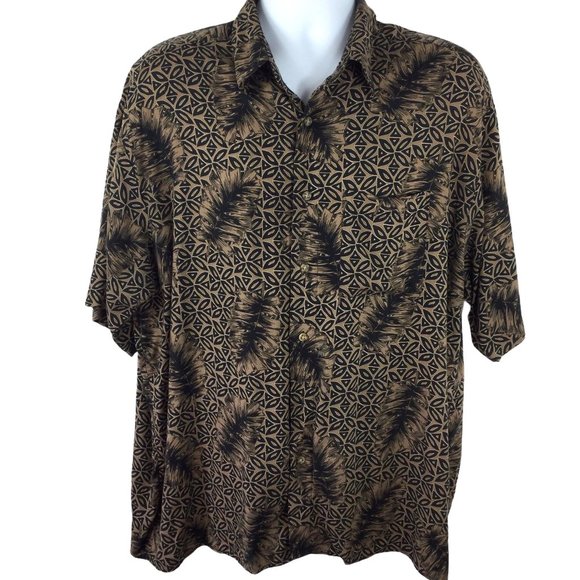 Puritan Other - Puritan Hawaiian Black/Brown Print Camp Shirt XL